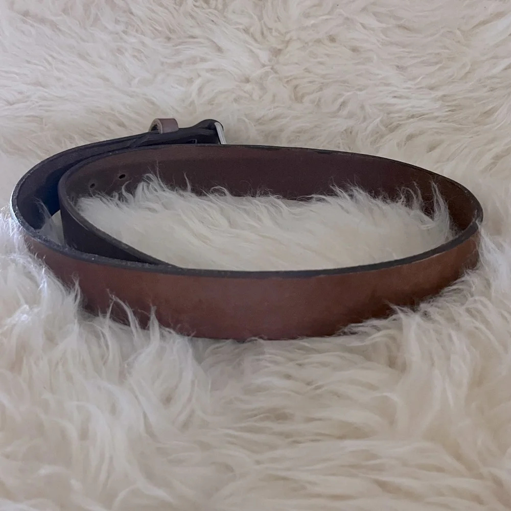 Basic Brown Leather Silver Buckle Unisex Belt